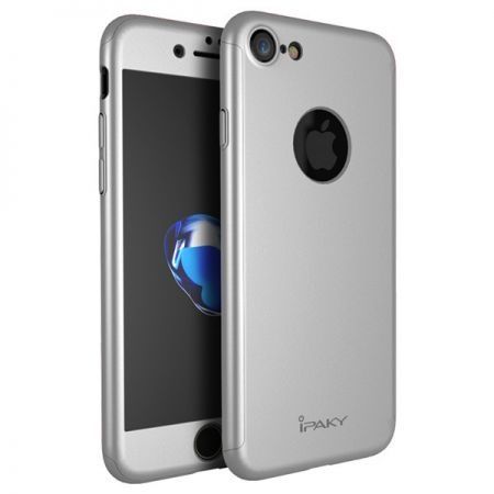 Husa iPaky cu protectie 360º pentru iPhone 8 ARGINTIU cu folie