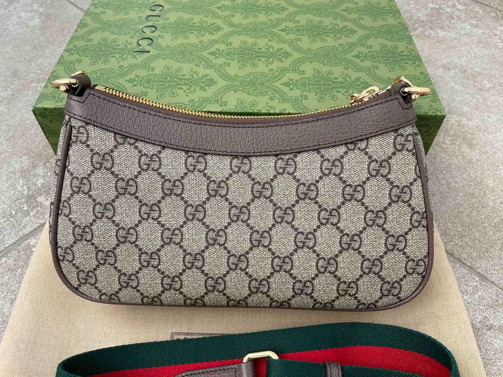 Gucci Малка Чанта Ophidia Гучи Кафяв Canvas Златно Лого Оригинална