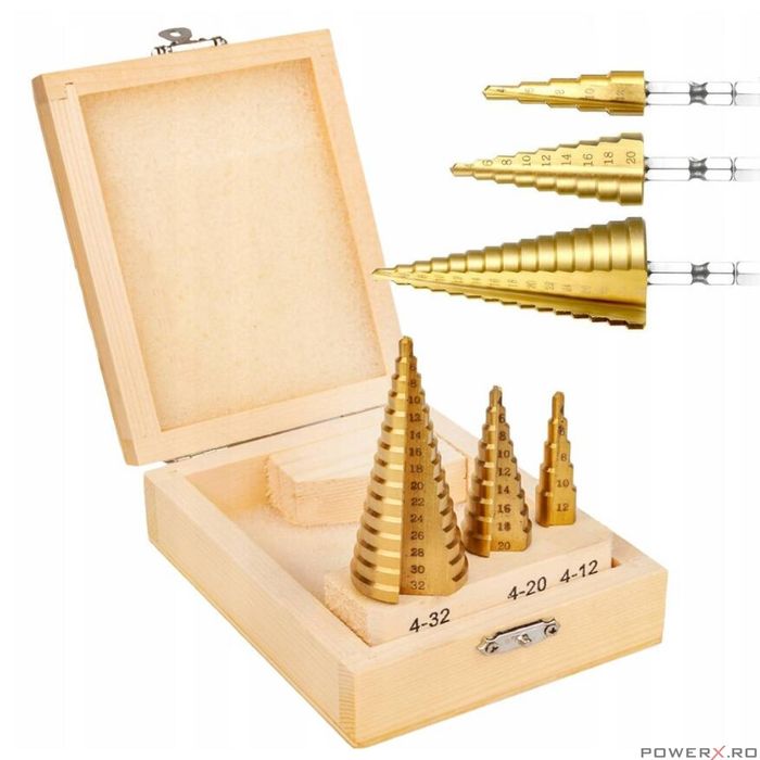 Set 3 burghie conice, 4-32 mm, Verke