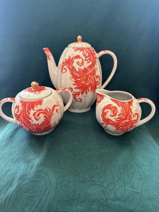 Пълен сервиз “Перо на Жар птица” с десертни чинии на ЛФЗ Ломоносов