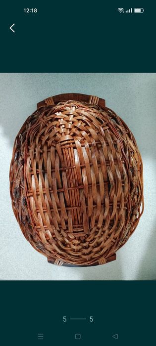 Coș mare din nuiele naturale tip platou, fructiera