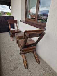 Vand mobilier lemn masiv set 2 scaune si masuta balcon