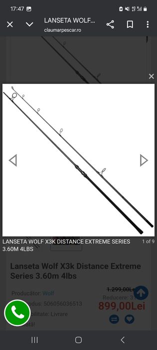 Set 3 lansete wolf x3k distance extreme series 12ft 4lb
