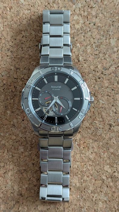 Accurust automatic watch open heart and see trough back