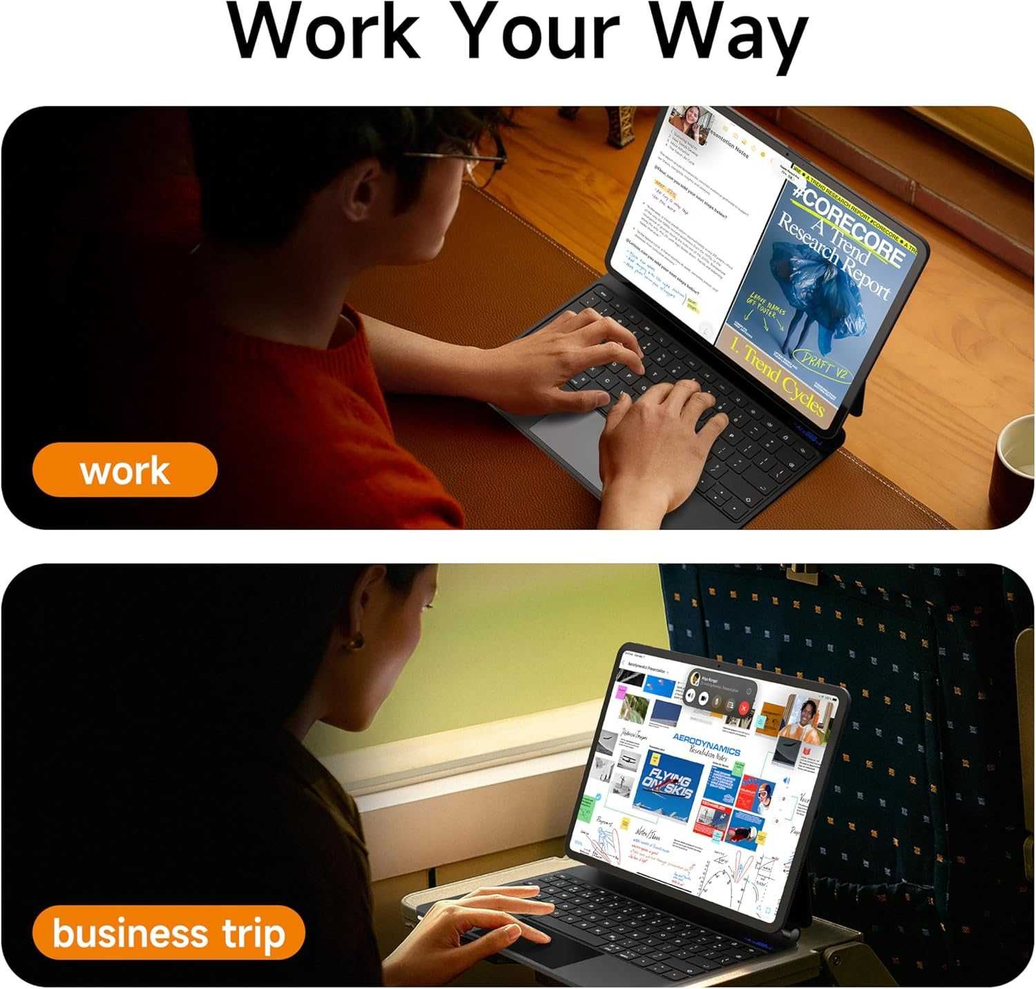 Калъф с клавиатура HOUCC за iPad Pro 2024 13 инча M4, тракпад,7-цветна