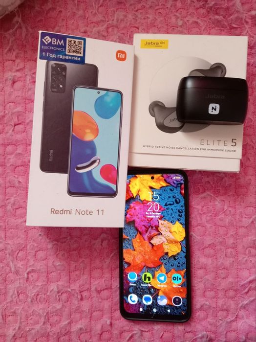 Обменяю Redmi note 11 и оригинальные блютус наушники Jabra Elite 5