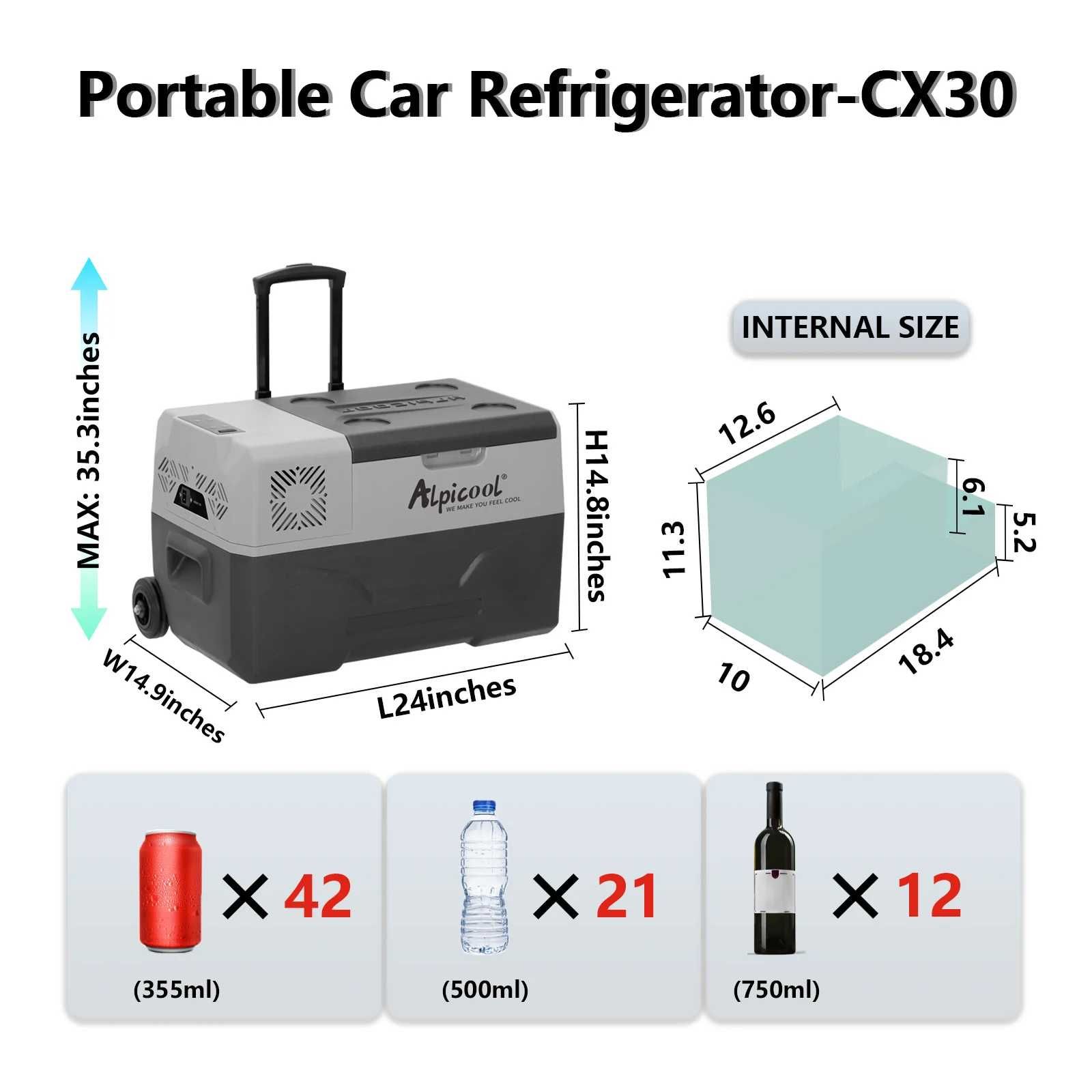 Alpicool CX30 хладилник / фризер за кола – 30L компресорен 12/24V 220V