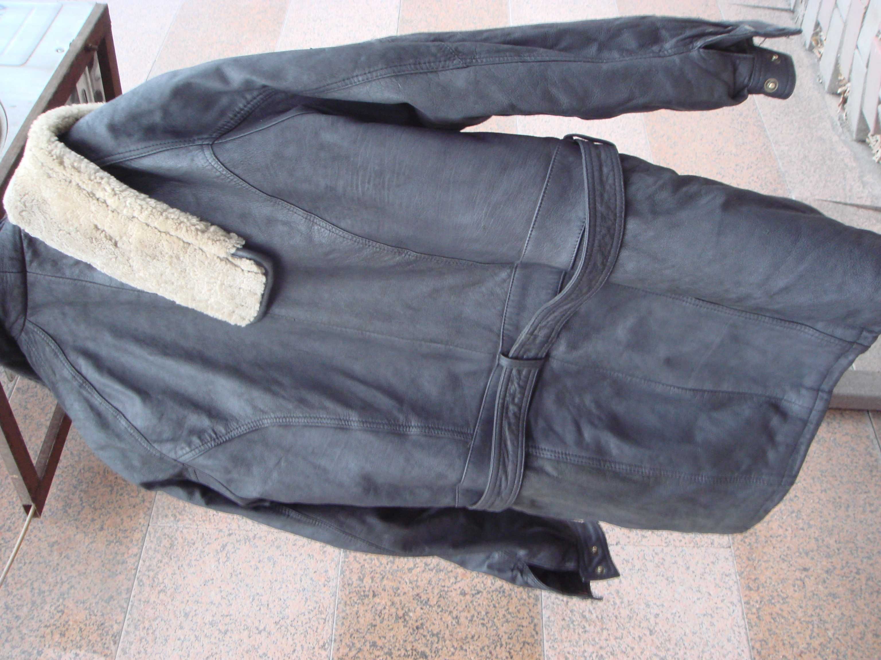 Куртка удлинённая Германия Зима 50+размер Кожа воловья с утеплением