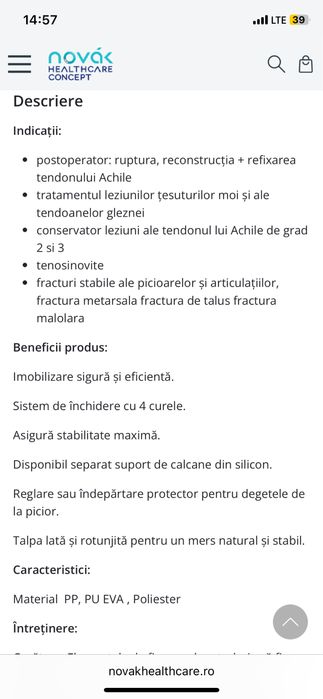 Orteza lunga picior S 36-40 Novak