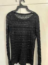 bluza pulover model macrame culoare negru United colors of benetton S