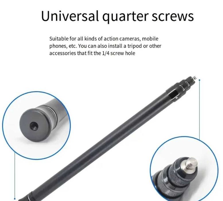 Selfie stick invizibil pliabil carbon 5m Insta360 X5, X4, X3,GoPro Max