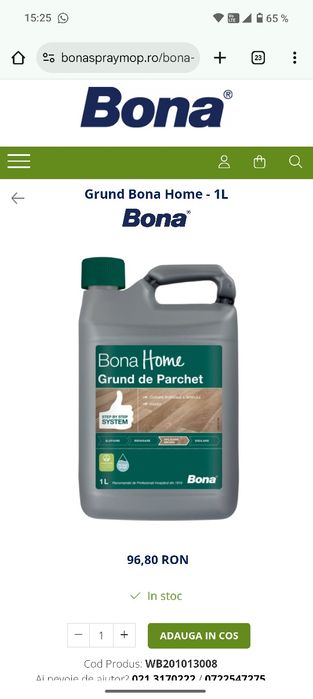 Grund parchet Bona Home – 1 litru (nou, sigilat)