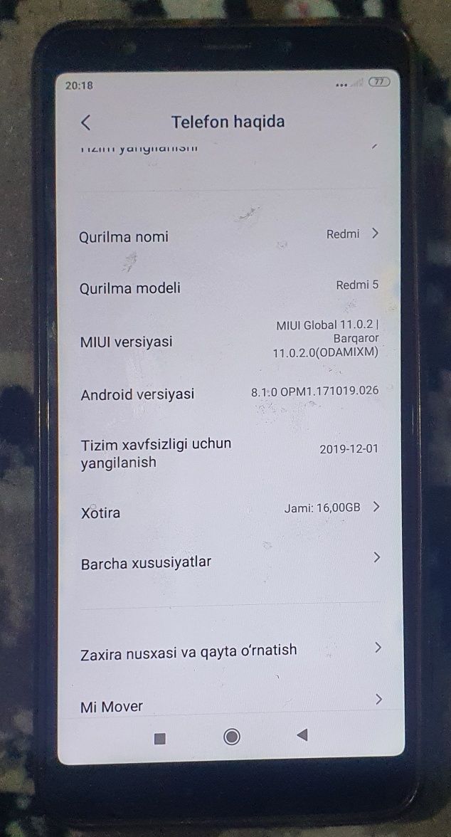 Телефон REDMI 5 сотилади