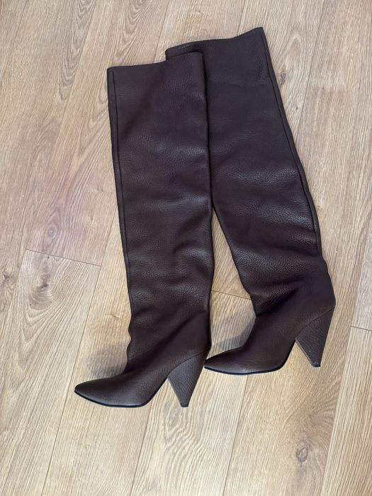 Cizme piele 39, maro, foarte inalte