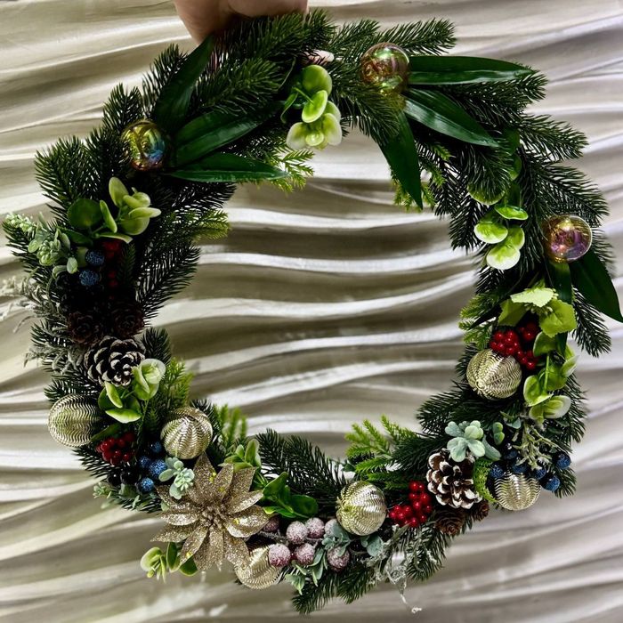Новогодний декор, венок ручной работы
