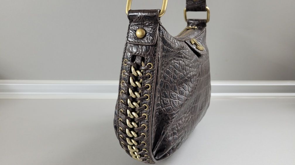 Just Cavalli Brown Crocodile leather handbag Оригинална дамска чанта