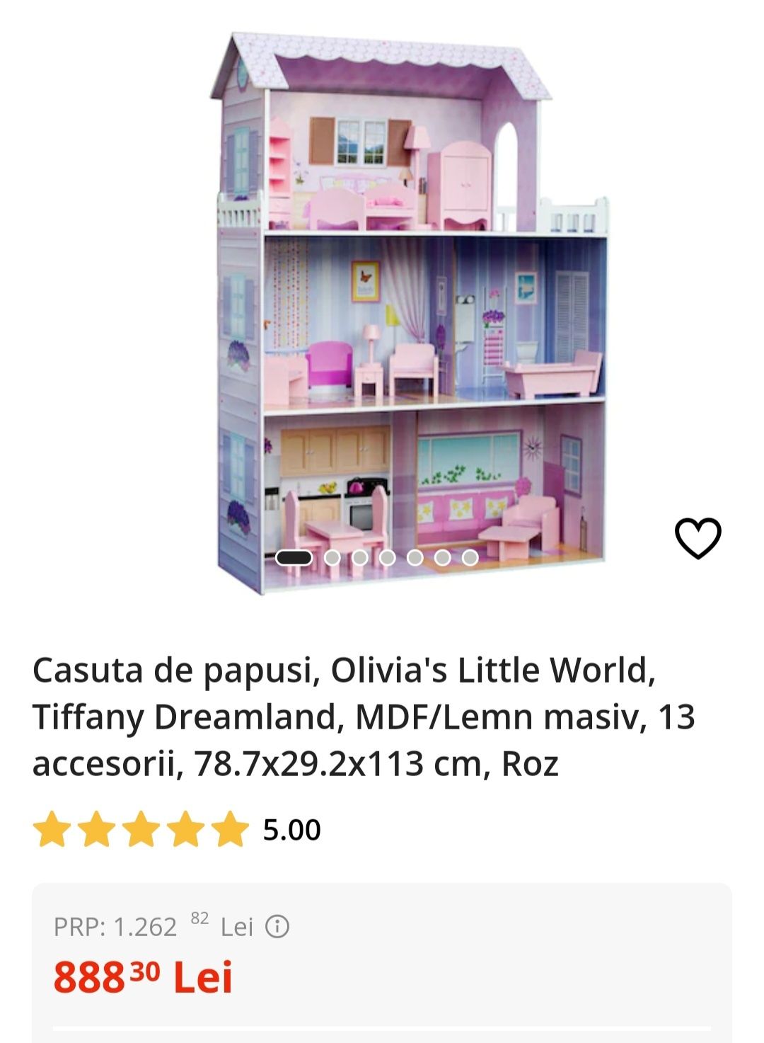 Casuta de papusi, Olivia's Little World,MDF/Lemn masiv cu accesorii