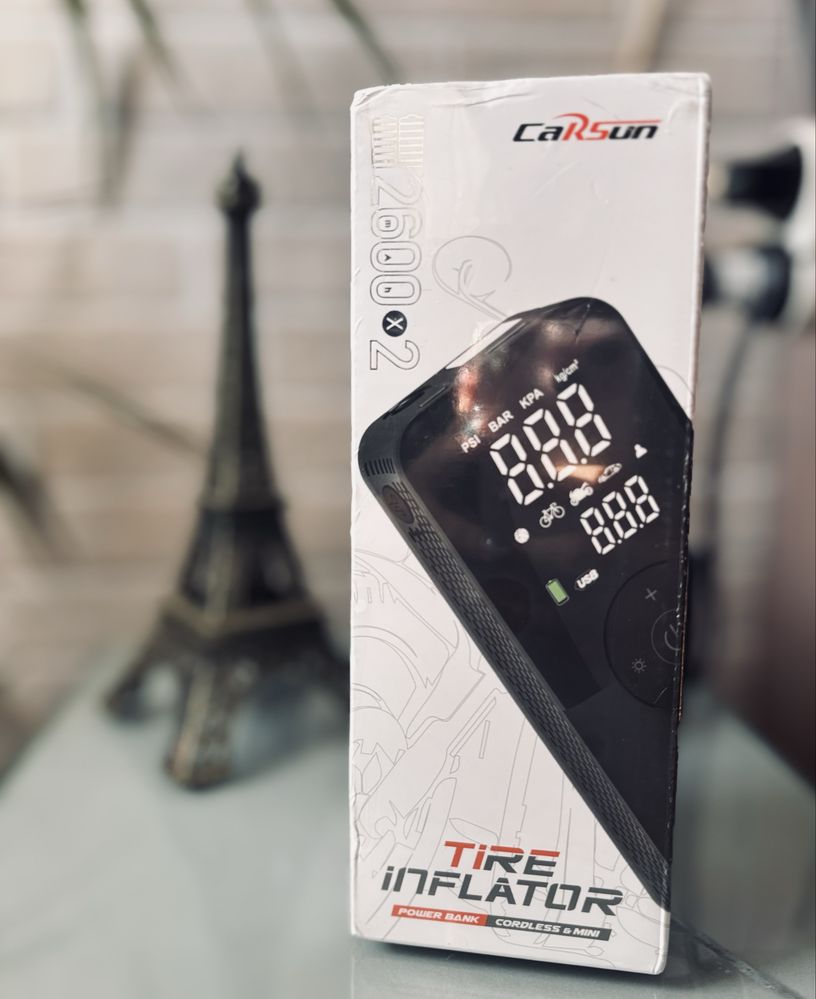 Безжичен мини компресор CARSUN – компресор и power bank в едно