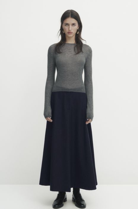 Fusta Massimo Dutti din stofa bleumarin