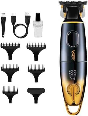 Нов мъжки VGR Тример за брада коса Безжичен 180мин батерия 5 приставки