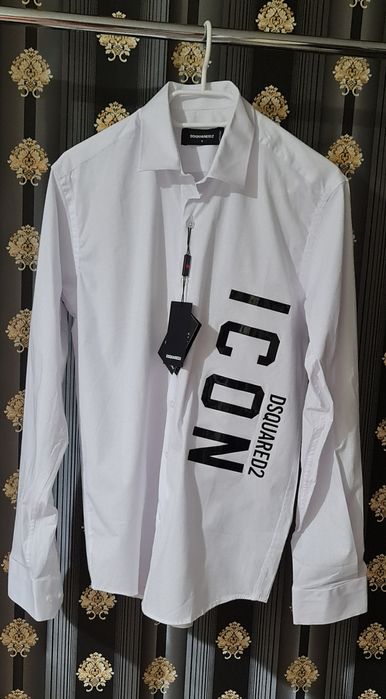 Camasa icon Dsquared2 alb x negru men