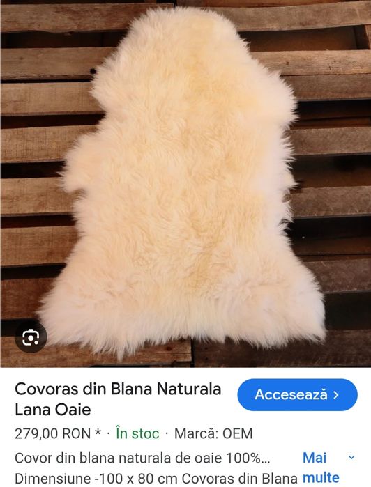 Blană naturala de oaie covoraș