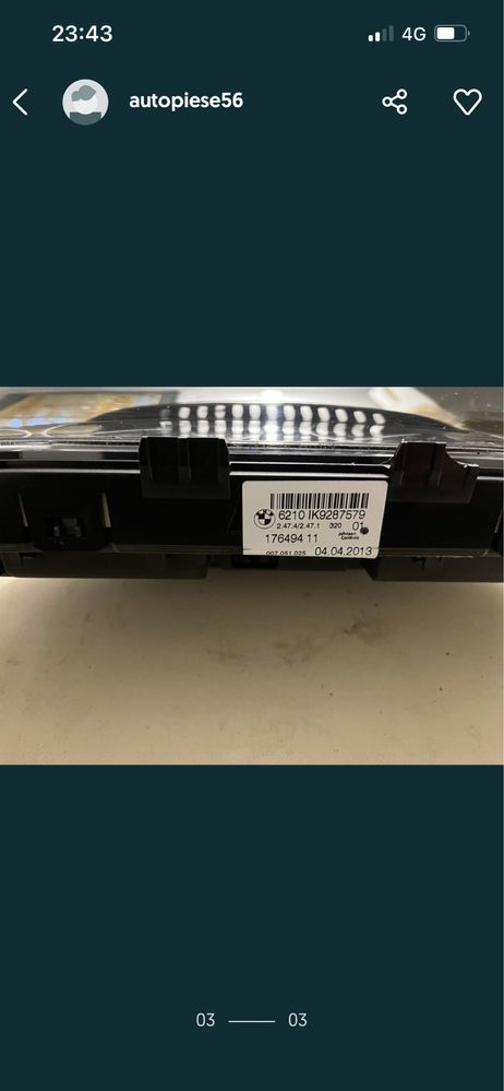 Ceasuri de bord BMW X3 F25 2.0 automata piese dezmembrari