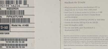 Vand Mac Book Air conform cu specificatiile din fotografie