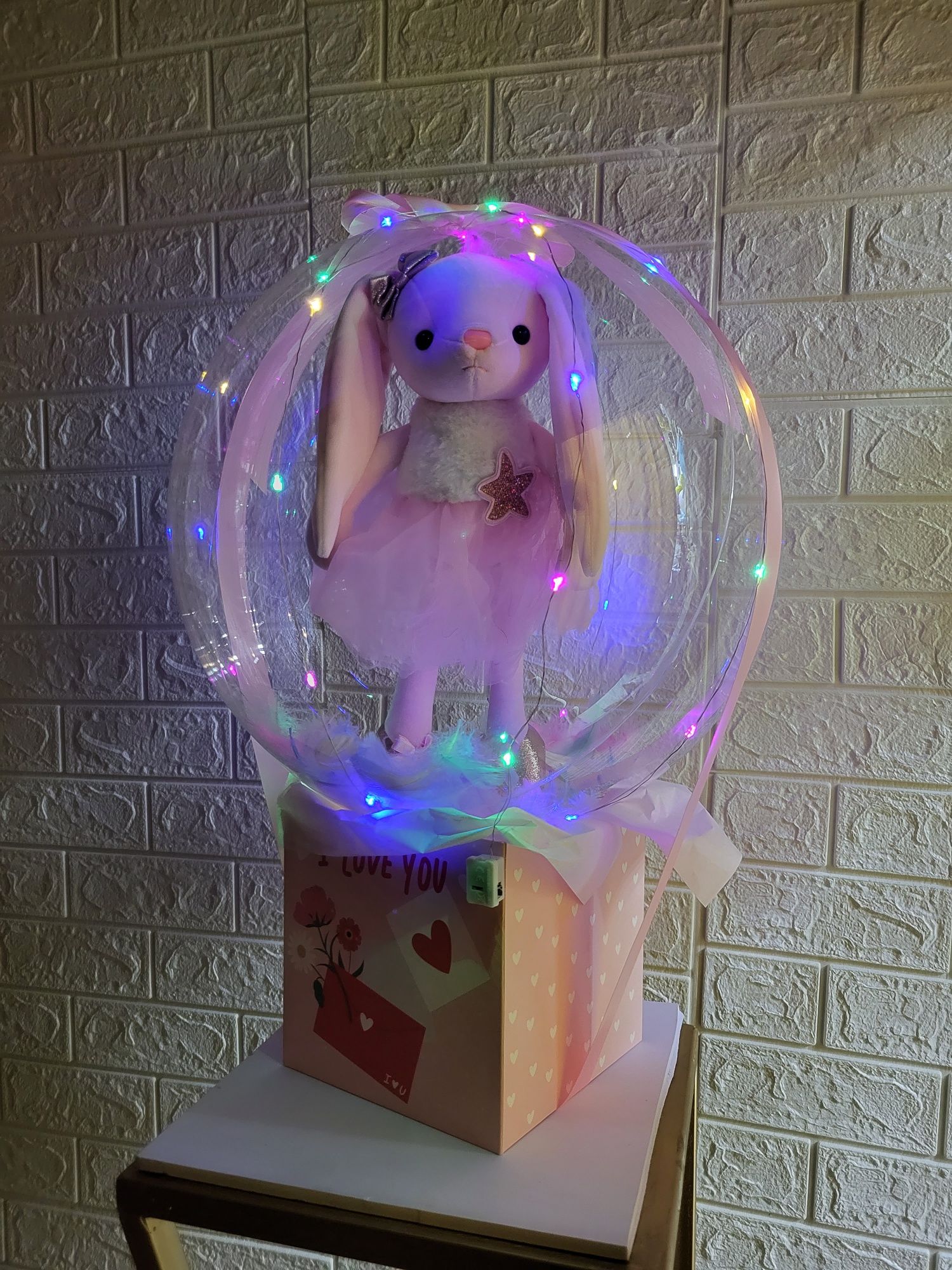 Мишка в шаре, подарок в шаре, мишки, игрушки в шаре, светящийся шар