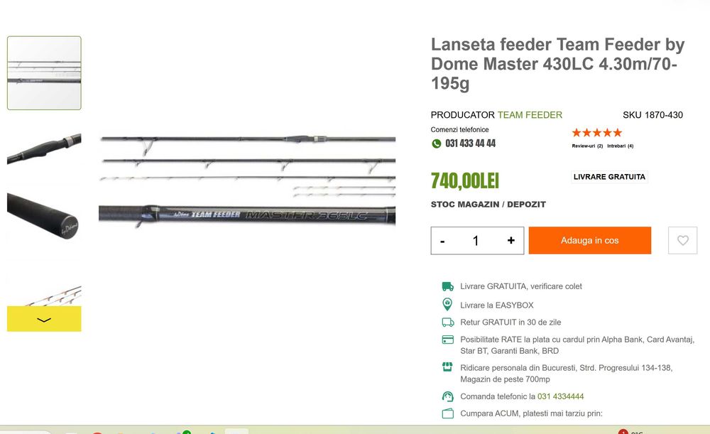 Lanseta feeder Team Feeder by Dome 430LC 4.30m + Mulineta Okuma Flite