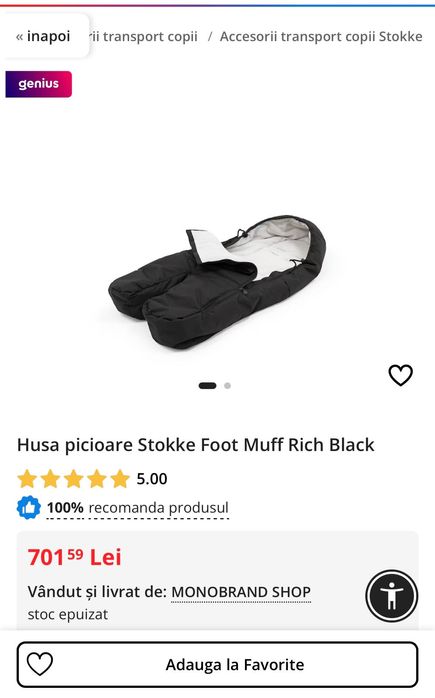 Husa picioare Stokke Foot Muff Rich Black