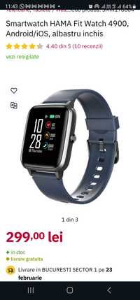 Smartwatch HAMA Fit Watch 4900, Android/iOS, albastru inchis
