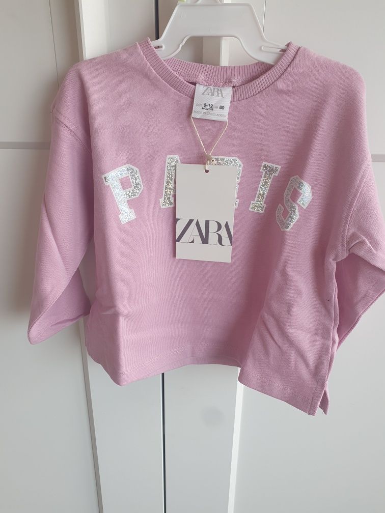 Bluza roz fete cu inscriptie cu sclipici Paris