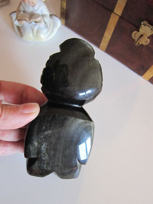 cadou rar Totem Maya Aztec Obsidian auriu vintage America de Sud 1950