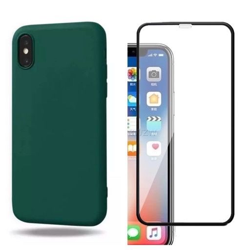 Iphone X XS XR XS MAX Husa Silicon Alcantara Interior + Folie Sticla