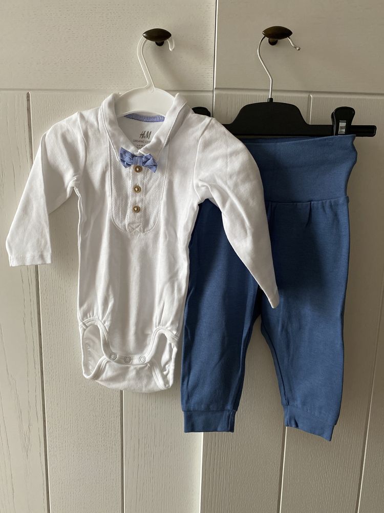 Set body tip camasa si pantaloni H&M 68, 3-6 luni NOU