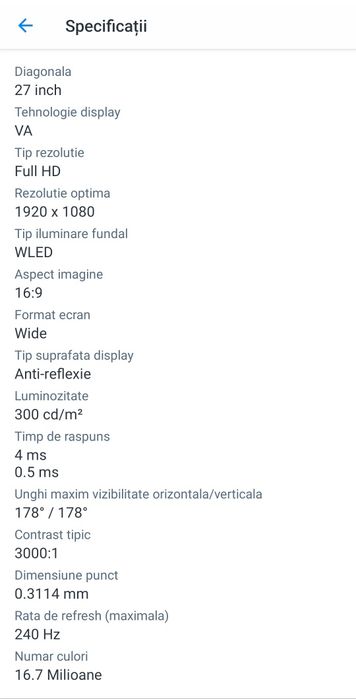 Monitor LED Gaming Curbat 27 inch - ecran fisurat