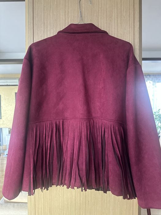 Велурено сако в бордо с ресни
