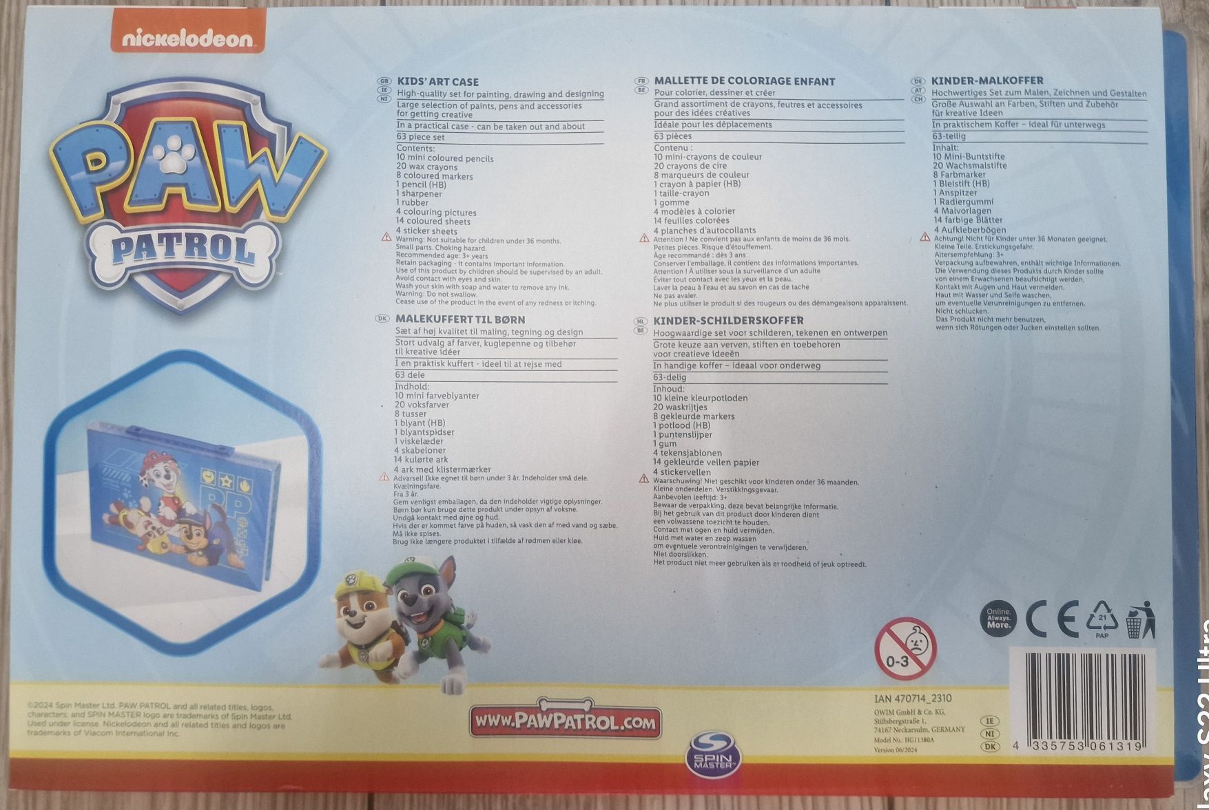 Set de colorat in trusa, Paw Patrol, 63  piese
