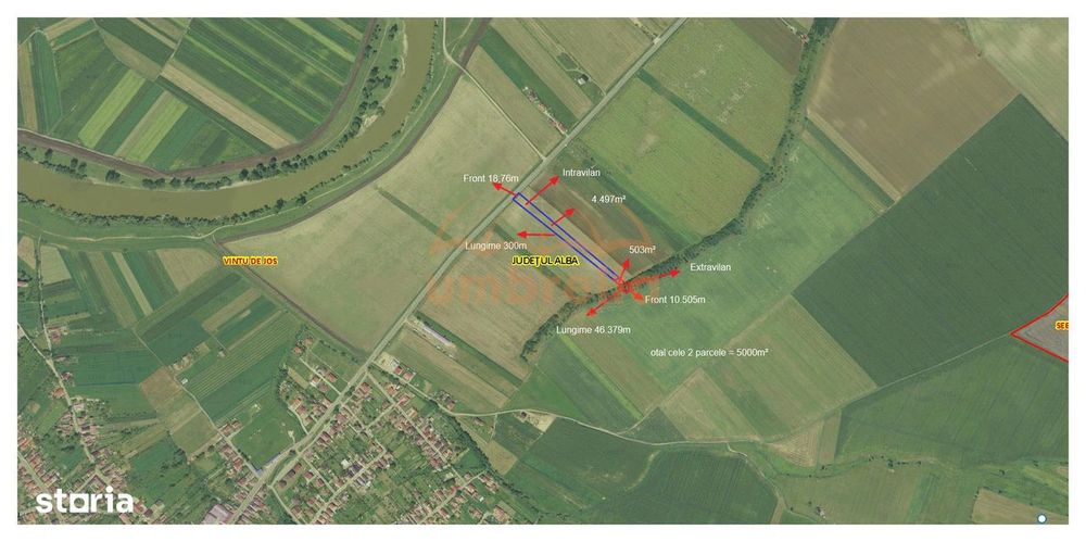 De vanzare teren in Vintu de Jos, jud Alba, 4.497+ 503= 5000m² !