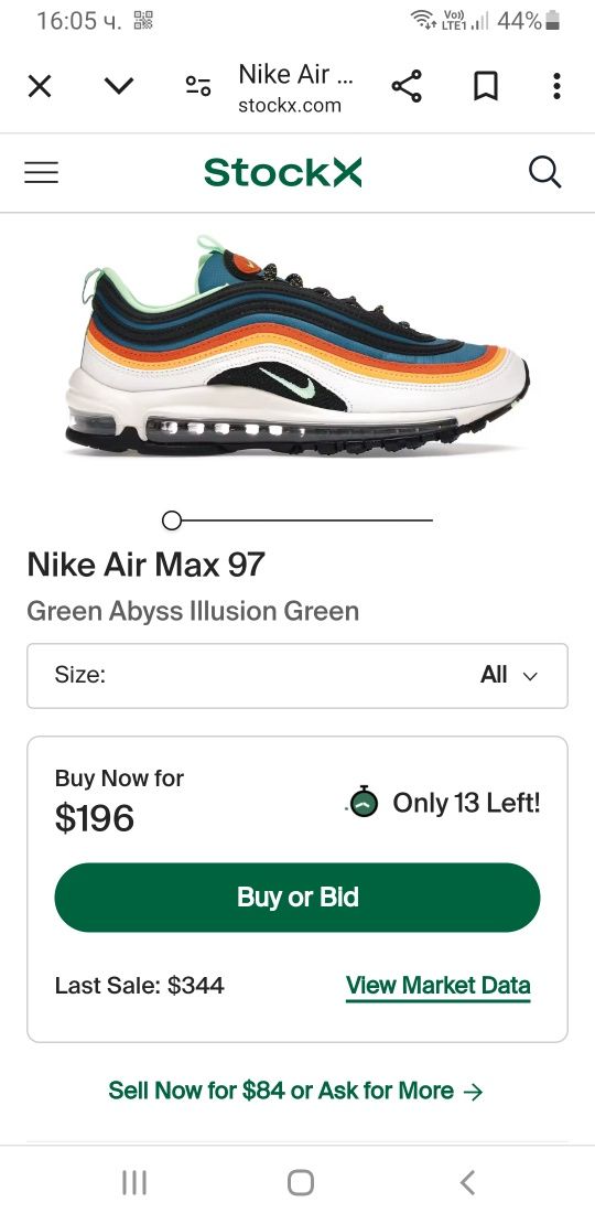 Nike Air Max 97 UK 8 US 9 Mens / 42.5/27см ОРИГИНАЛ! Мъжки Маратонки!