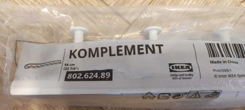KOMPLEMENT издърпваща се закачалка, 58 см, бяло, IKEA