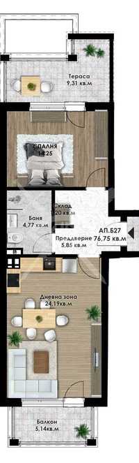 Двустаен апартамент в Остромила 514-18048