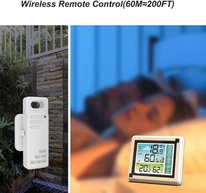 Метеорологична станция, 3 безж. предавателя, обхват 60м, LCD екран