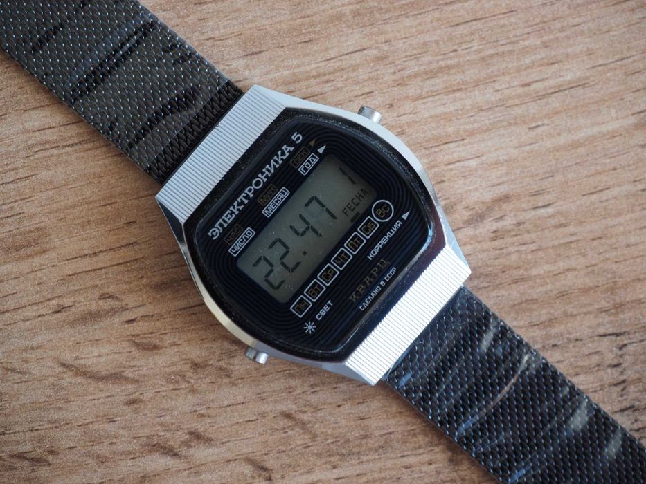 Electronika 5, ceas de mână sovietic, funcțional, brățară nouă, URSS