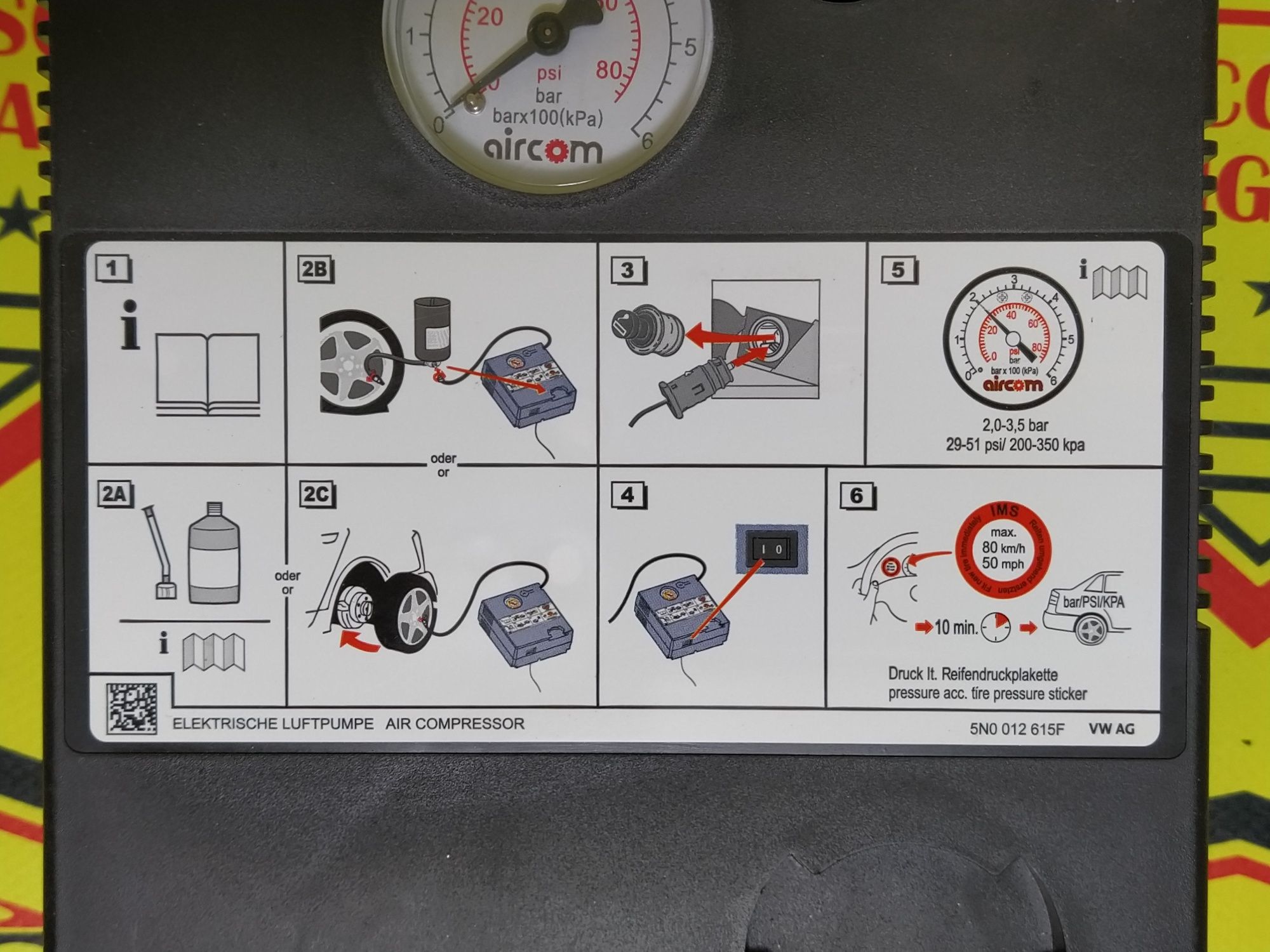 Compresor auto umflat roti kit pana original Vw Seat Skoda Audi 150w