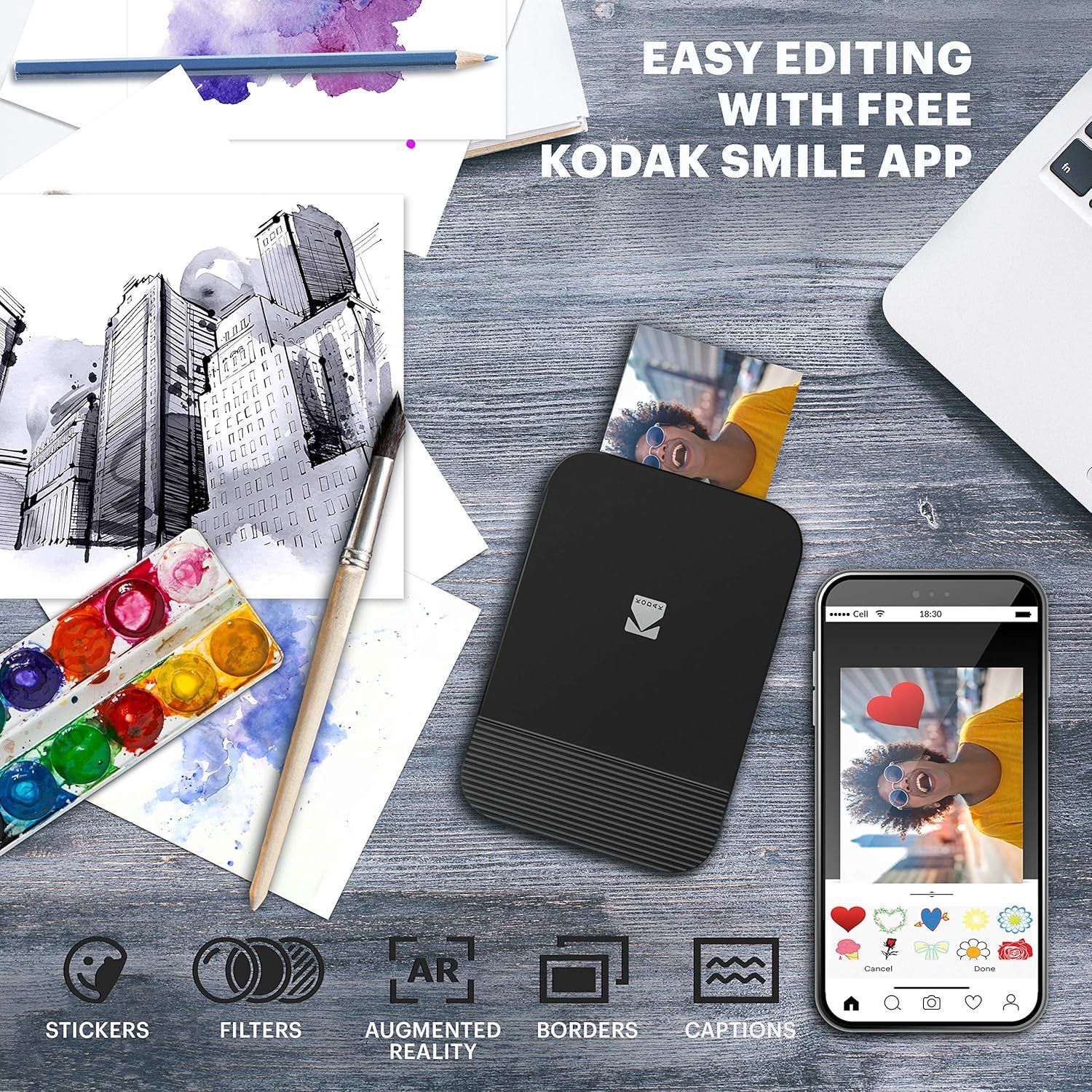 Imprimanta digitala instantanee KODAK SMILE,negru,sigilat