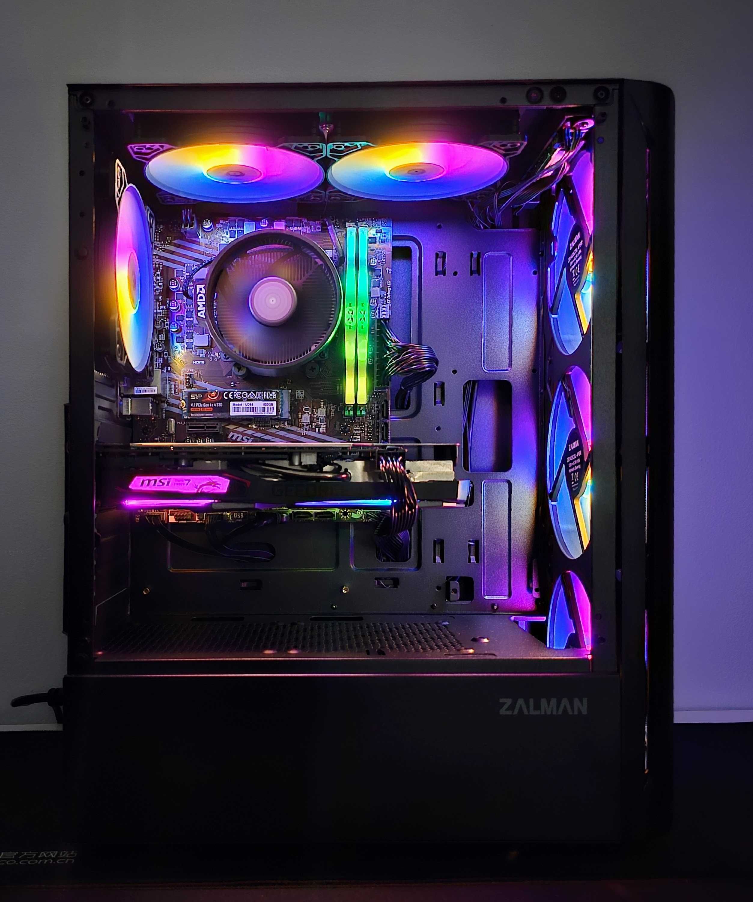 Гаранция! Геймърски компютър! GTX1660 SUPER, Ryzen 5 5600, 16GB RAM,