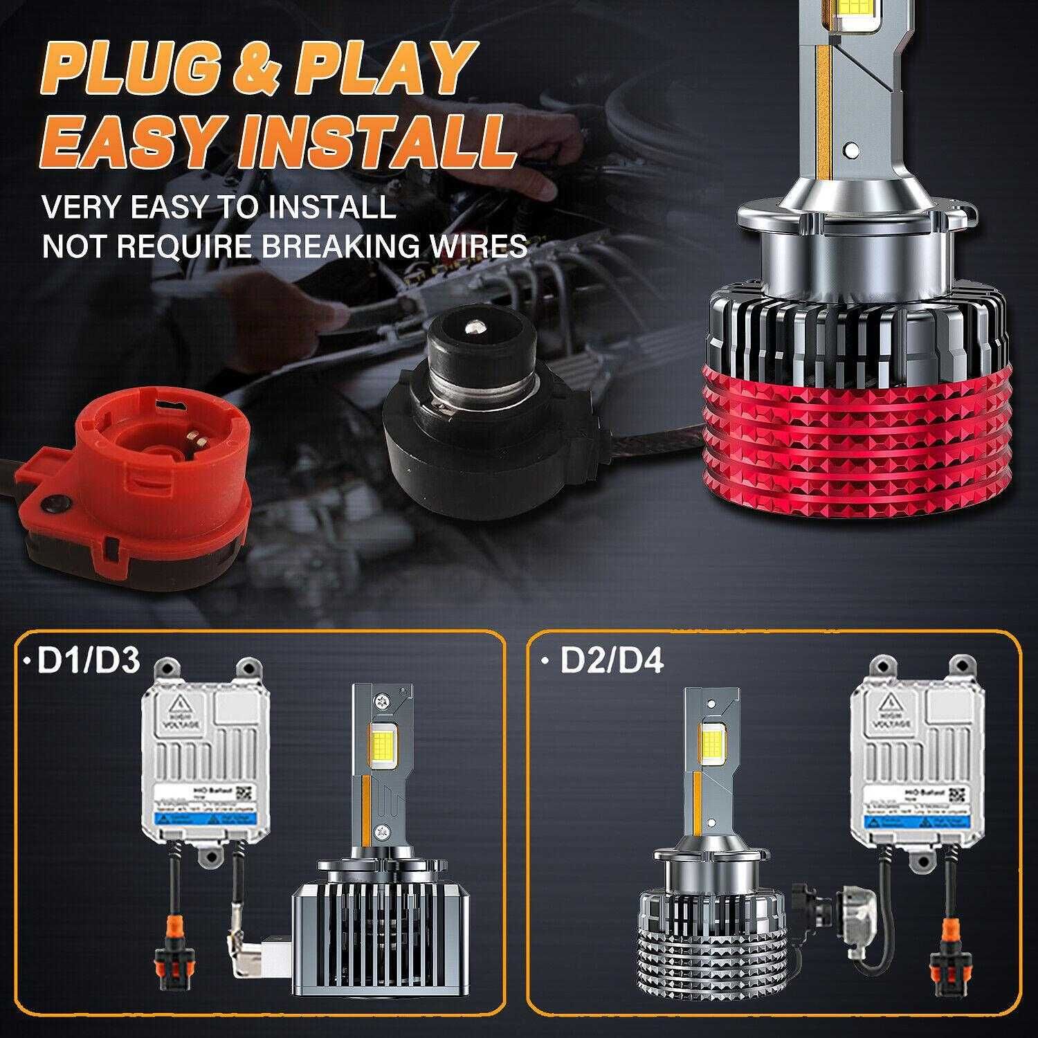 LED Крушки  D2S/D2R за подмяна на фабричен Xenon 90w +390%