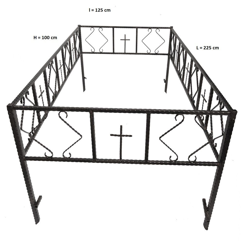 Gard + cruce mormânt cimitir 1 loc sau 2 locuri fier forjat